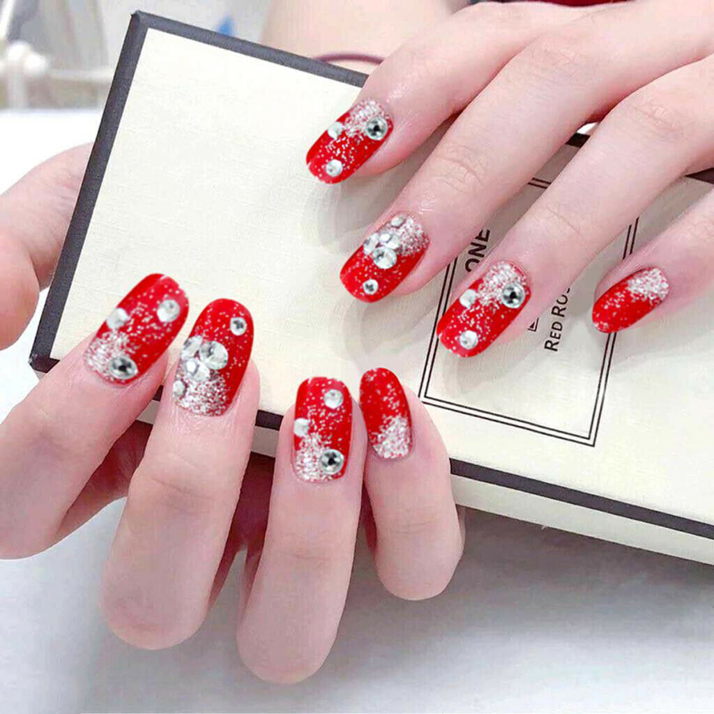 24 Pieces x Acrylic Full Cover Ballerina Artificial False Nails Tips,  Long