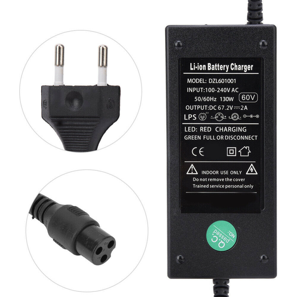 60V 12AH Charger Adapter For Battery Ebike Electric Bicycle Scooter Part EU Plug