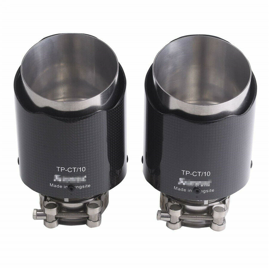 Real Carbon Fiber Exhaust Tips 63mm Inlet Car Muffler Pipe stainless steel 1pcs
