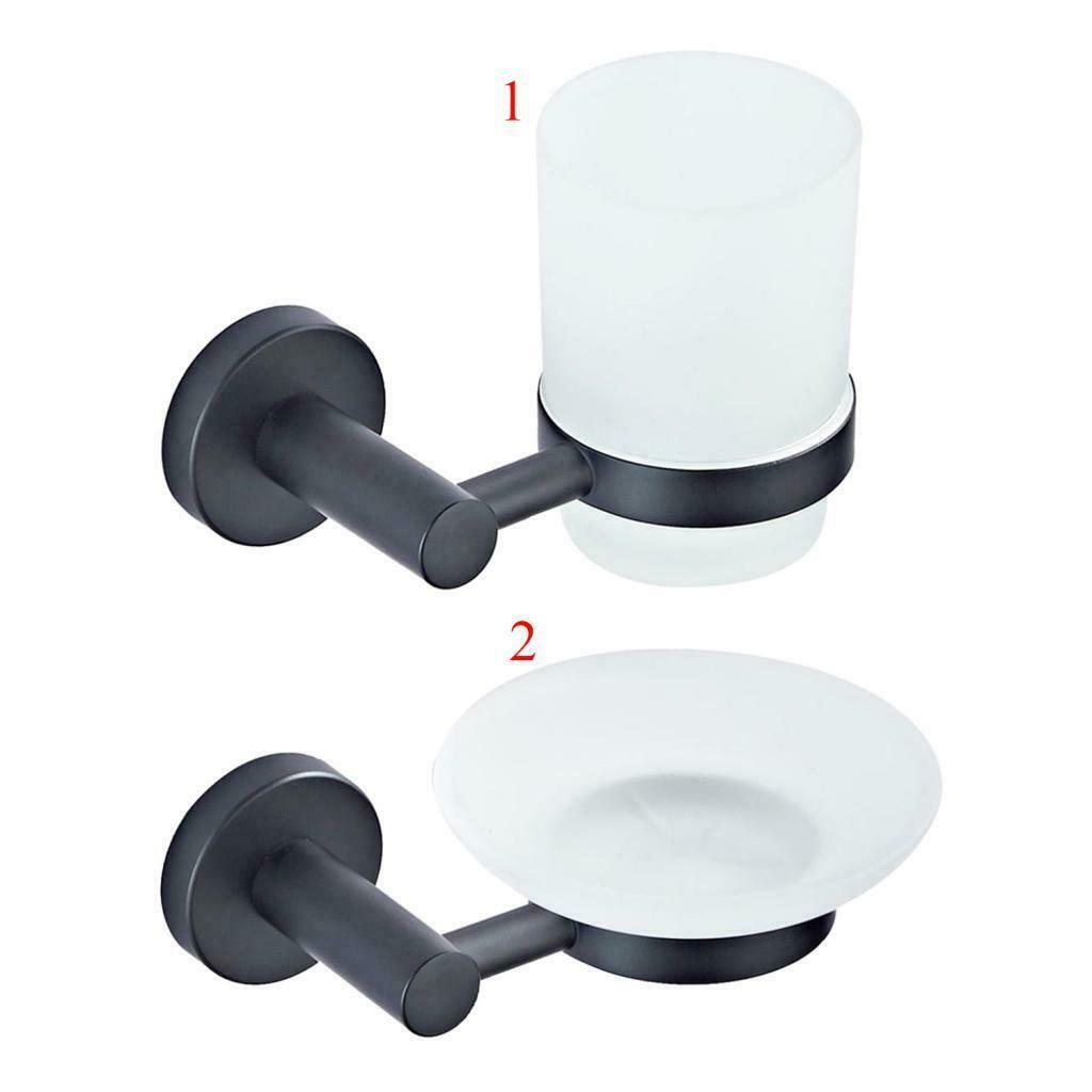 Anti-corrosion Toothbrush Holder w/ Ground Glass Cup for Home Cafe Bathroom