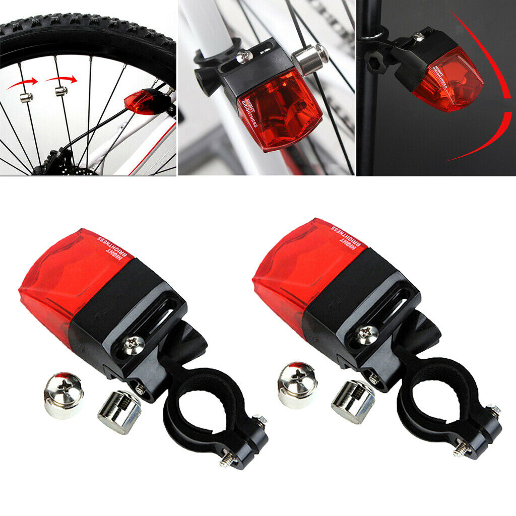 2x IPX4 Self-Powered Bicycle Bike Tail Light Rear Light Cycling Flashlight