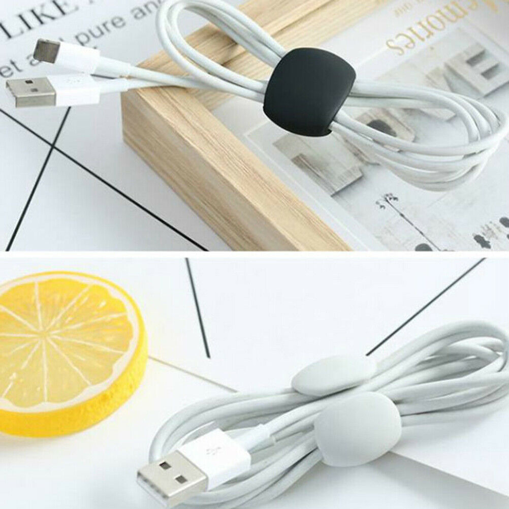 4x Cable Winder Simple Round Clip USB Charger Holder Desk Tidy Organiser .l8