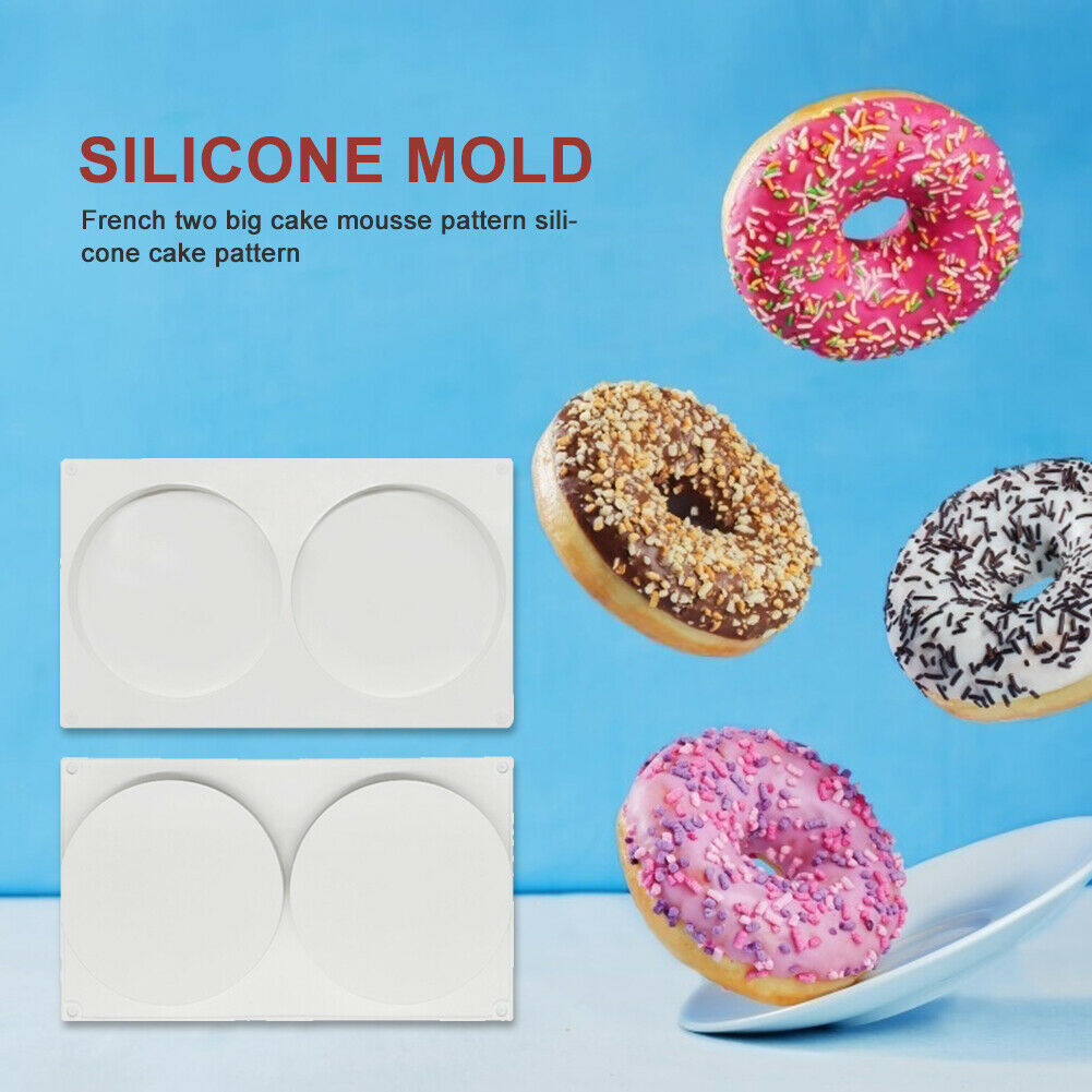 Silicone Cake Mold 2-Cavity Large Round Shape Mould Dessert DIY Baking Tray  @