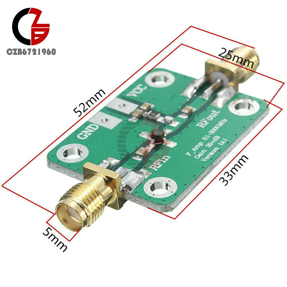 6-12 VDC RF Wideband Amplifier 30dB LNA Broadband Module Receiver 0.1-2000MHz