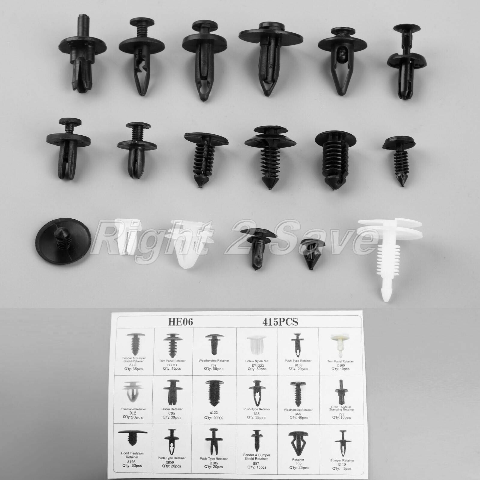415pcs Car Auto Trim Clip Retainer Panel Bumper Fastener Rivet For Ford