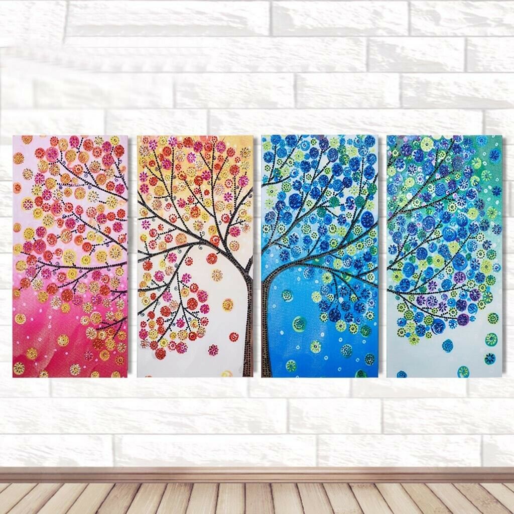 4pcs Seasons Tree Special Shape Diamond Painting Cross Stitch Painting Kits