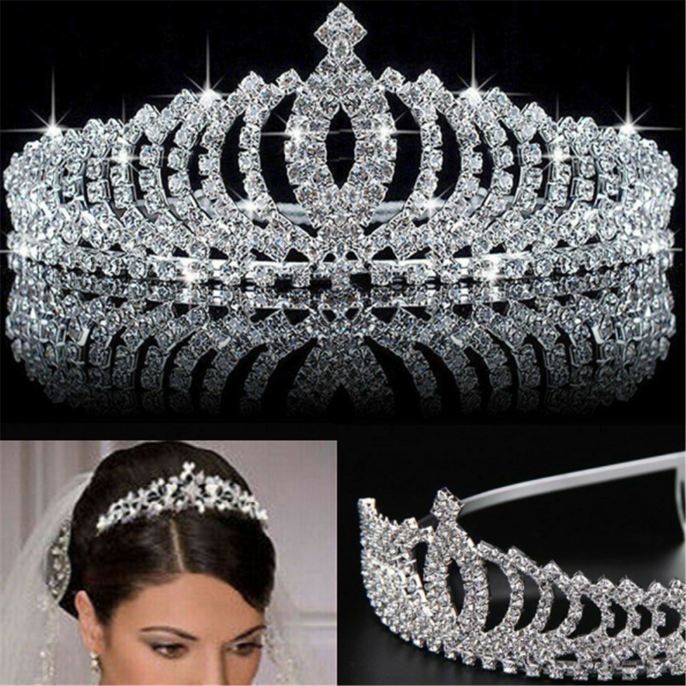 Wedding Bridal Princess Full Crystal Rhinestone Hair Accessory Tiara Crown HOT~