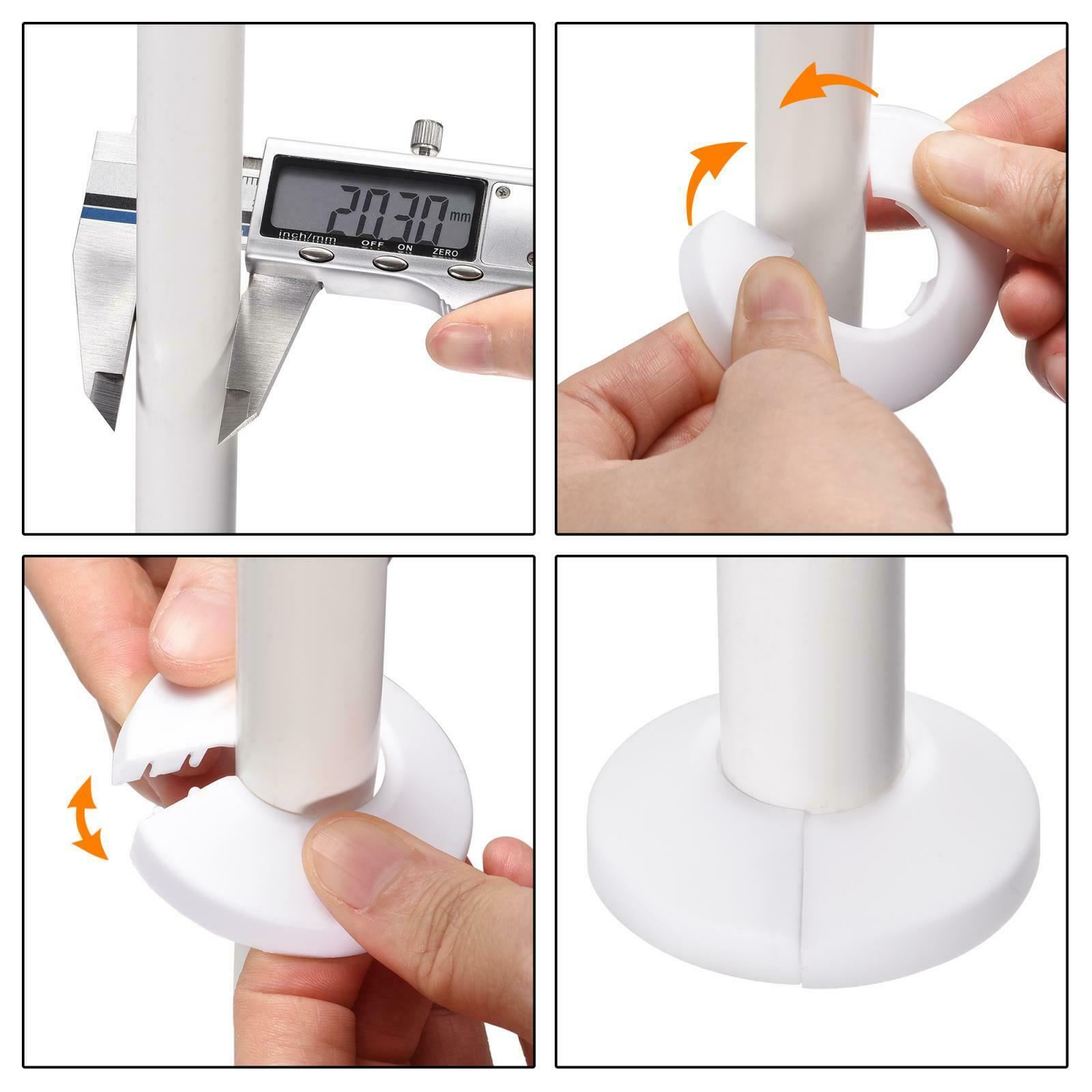 90-91mm Pipe Cover Decoration PP Radiator Escutcheon Water Pipe Cover White 2pc