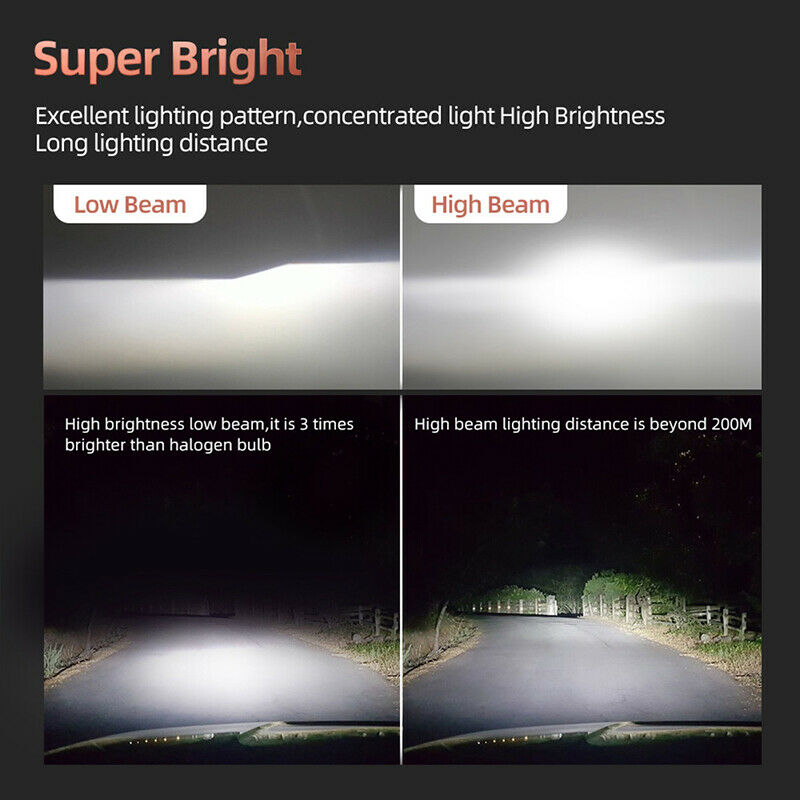 2PC H7 LED Headlight Conversion Kit COB Bulb White High Power 6000KBDAU