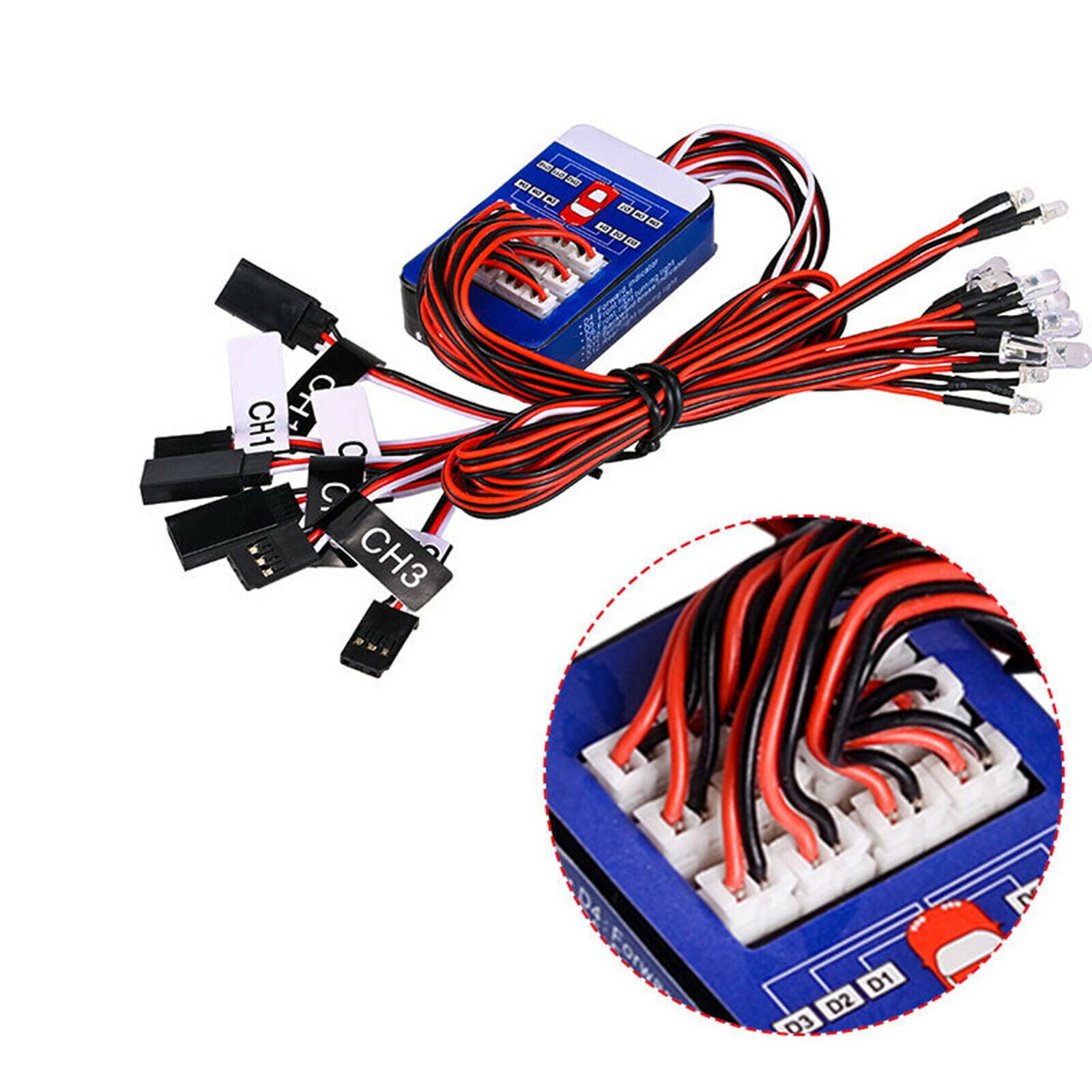 For TAMIYA 1/8 1/10 RC Truck 12 LED Lights Steering Brake System Lighting Kit