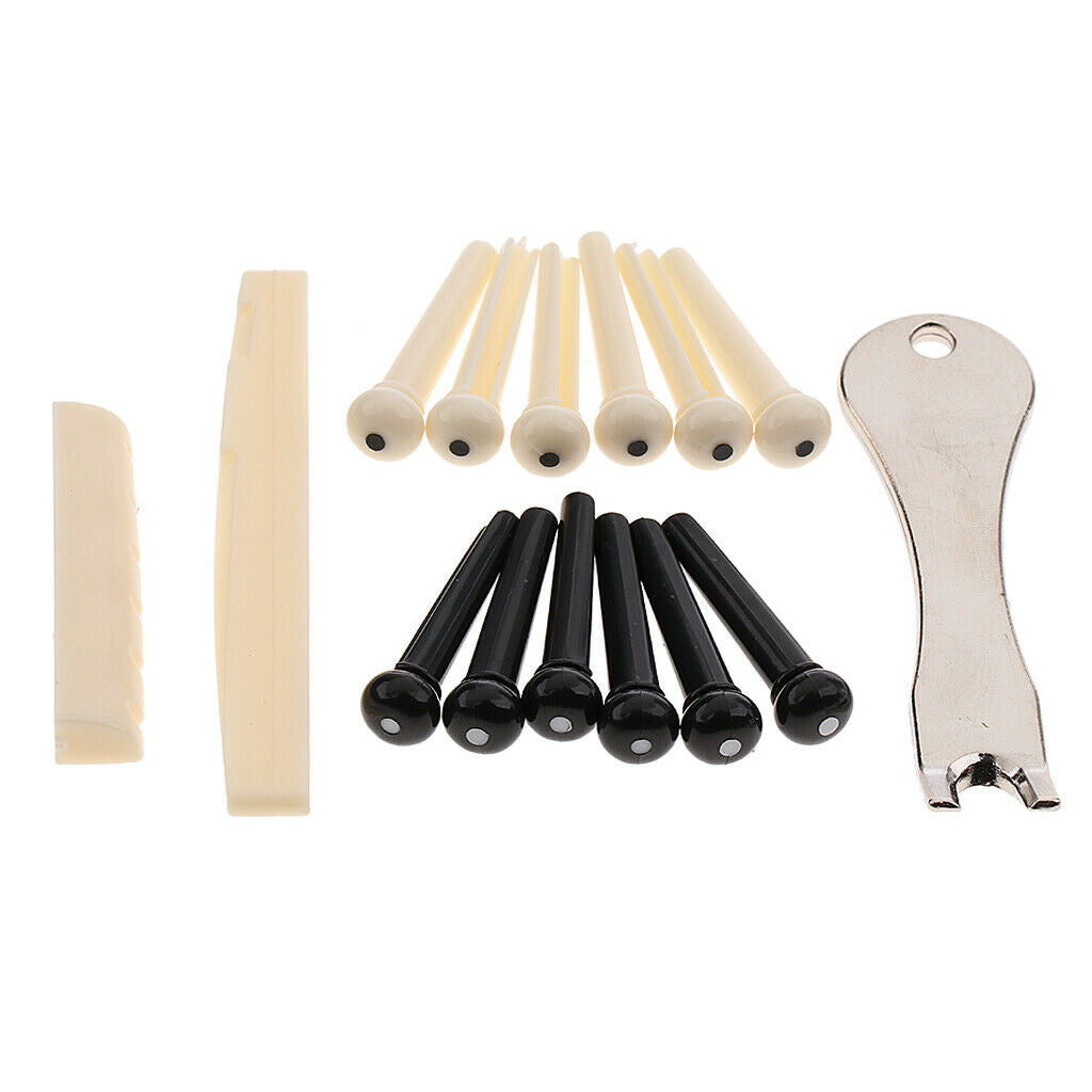 Durable Guitar Saddle Nut+Bridge Endpins+Pin Puller for Acoustic Folk Guitar DIY
