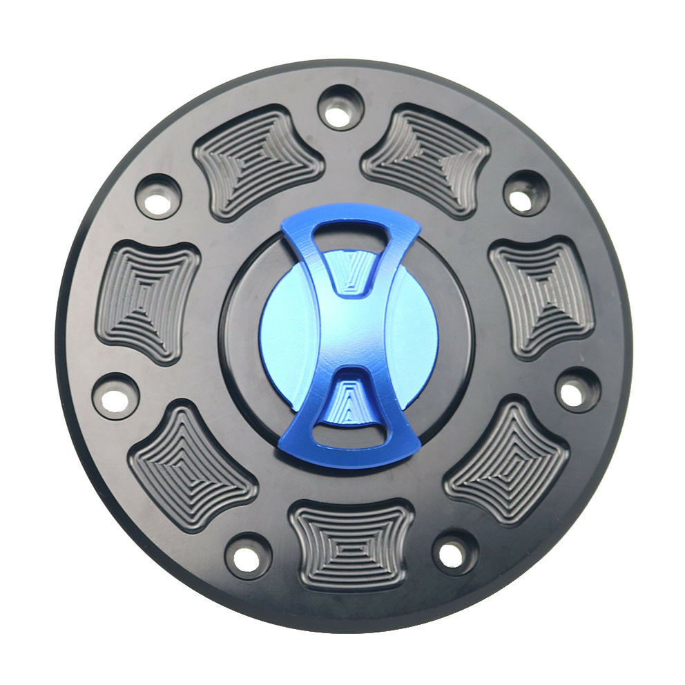 Blue CNC Bow-tie Gas Fuel Tank Cap Cover For Kawasaki ZX-11 ZXR400 Ninja ZX ZZR