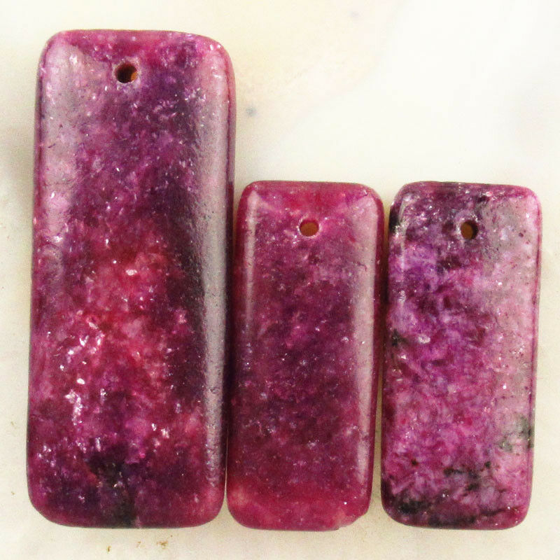 3Pcs/Set Natural Purple Lepidolite Oblong Pendant 50x20x6mm 35x15x6mm A-123DHS