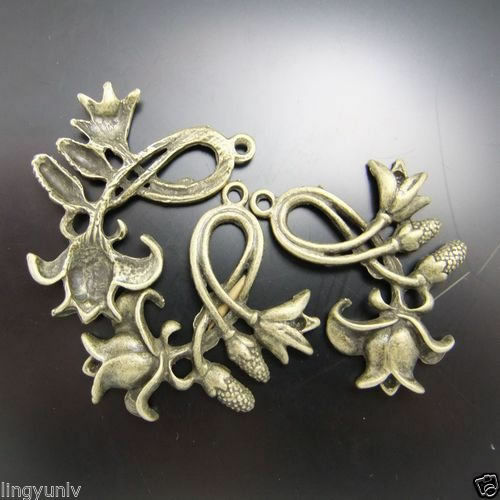 15pcs Antiqued Style Bronze Tone Flower buds Charm Pendant Finding 02591