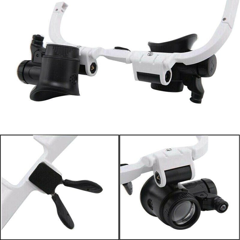 8x 15x 23x Head Repair Jeweler Watch Clock Magnifier Glass Loupe With LED Light