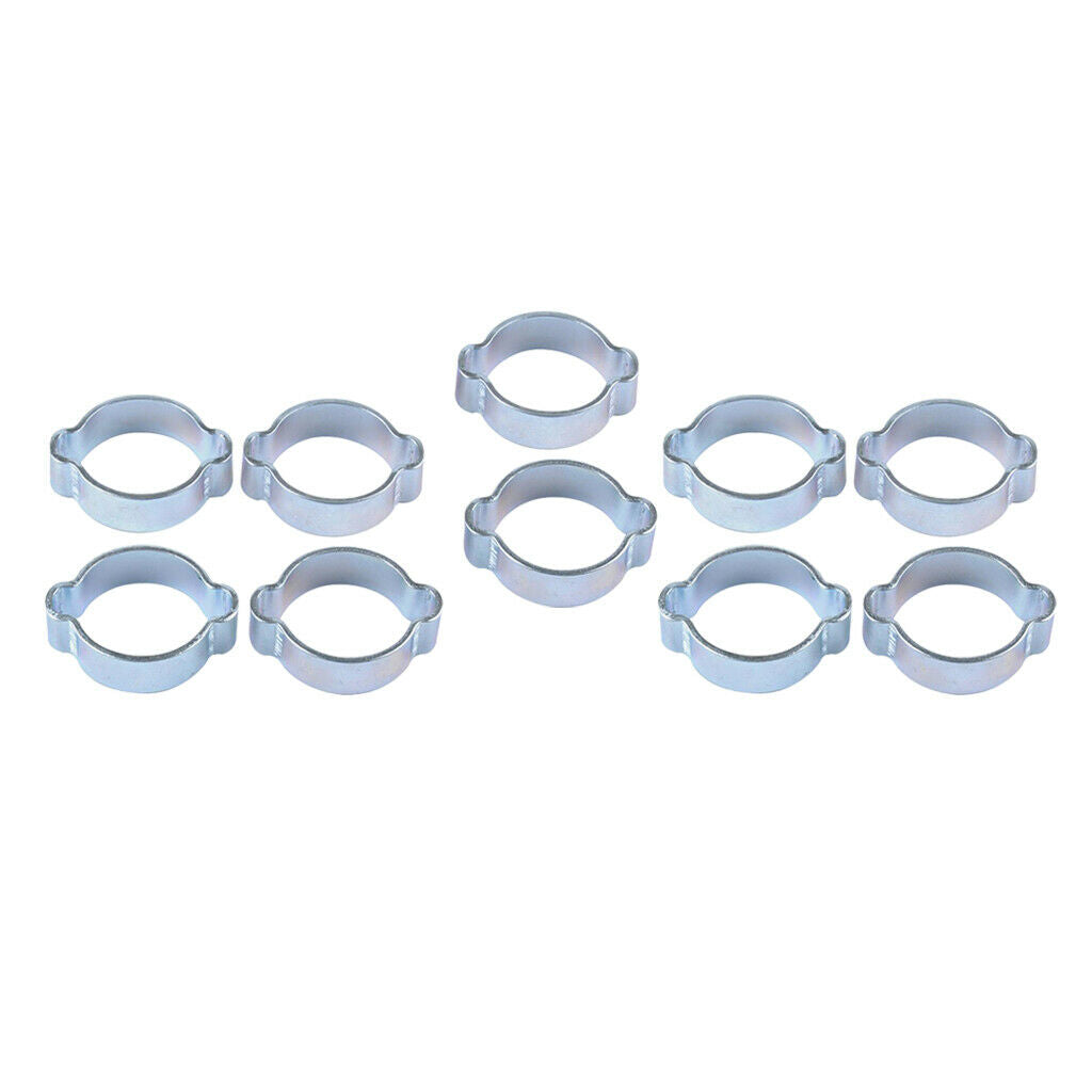10-Pcs Zinc Plated Double Ear O Clip Hose Tube Fuel Clamps Assortment Kit -