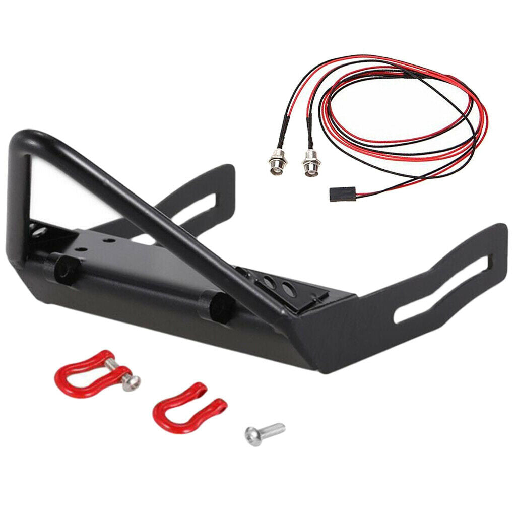 1:10 Front Bumper Bull Bar with 2 LED HeadLights for 1/10 Axial SCX10 RC Car