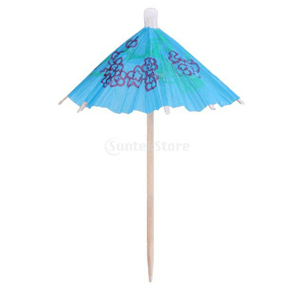 50x Colorful Tropical Parasol Umbrella Snack Cocktail Party Drink Food Picks