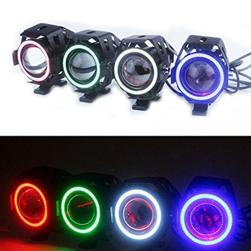 2 LED Motorcycle Angel Eyes Headlight DRL Spotlights Auxiliary Bright LED BicyR7