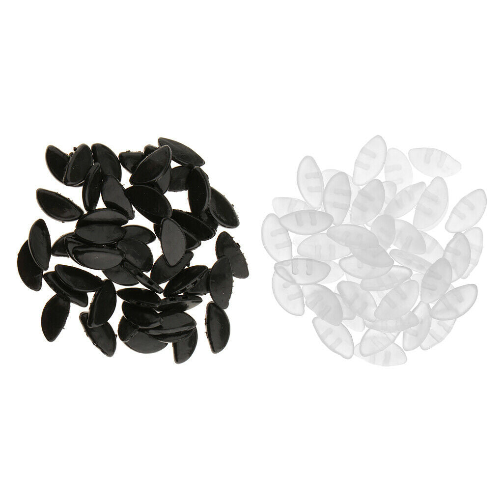 Lot of 50 Pairs Black Clear Push In 100% Soft Silicon Nose Pads Eye Glasses