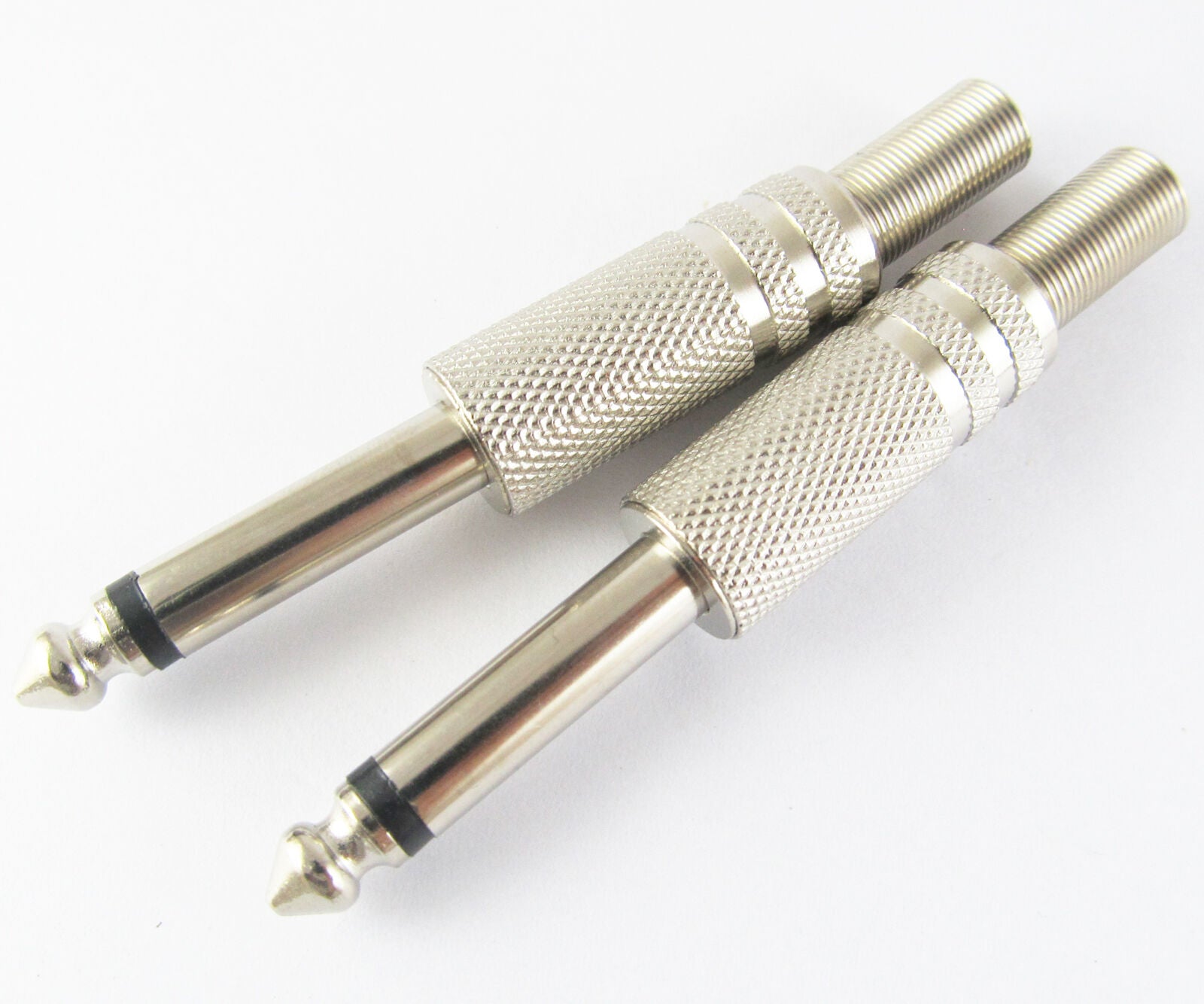 50pcs 1/4" 6.35mm TS Mono Metal Male Plug Audio Cable Connectors w/ Spring Tail