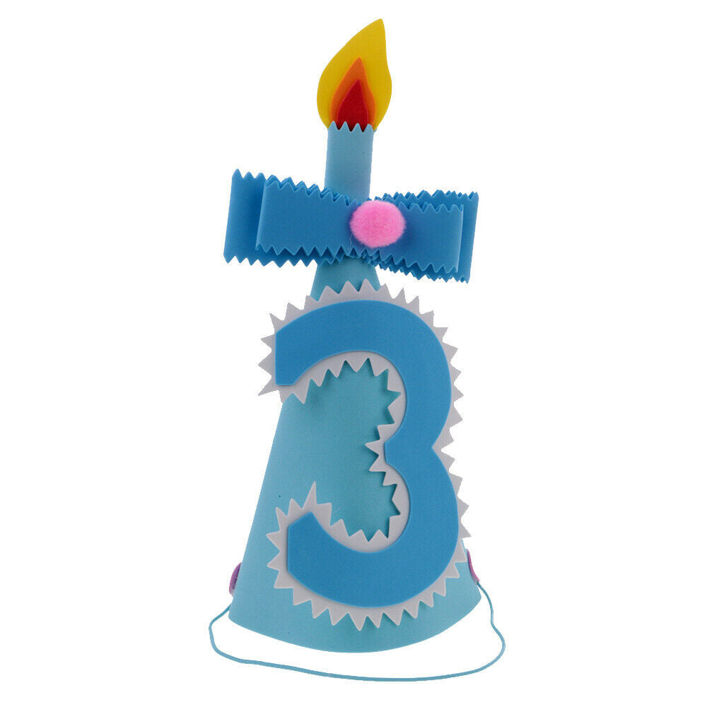 Boys Baby  Birthday Party Cone Hat for Baby Shower Blue 3 Year Old