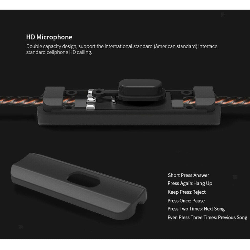 3.5mm Earphone In Ear Headphone EarBuds Earpiece For Cell Phone Black No Mic