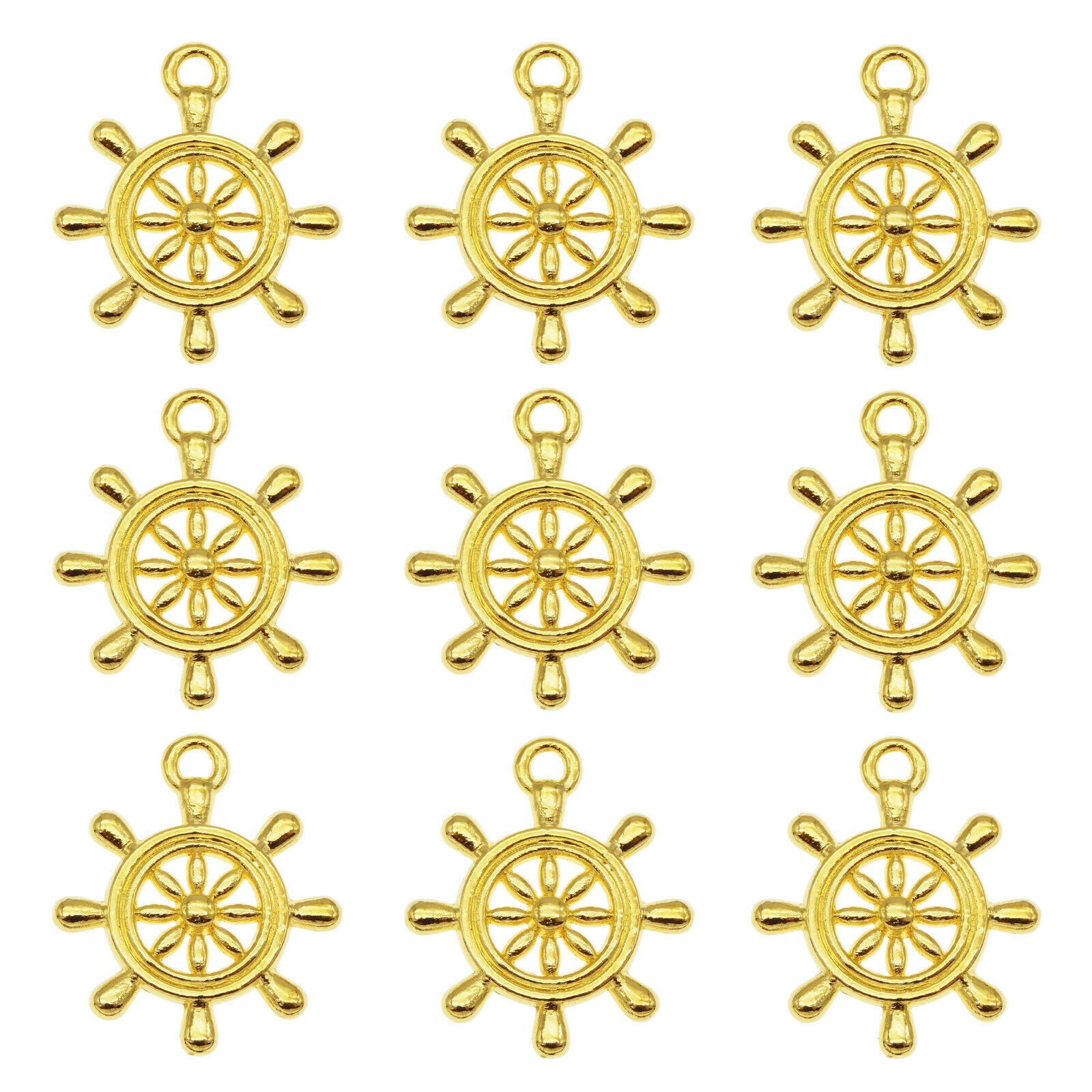 20 pcs Golden Rudder Charm Alloy Crafts For Bracelet Pendant Drop Dangle 23*20mm