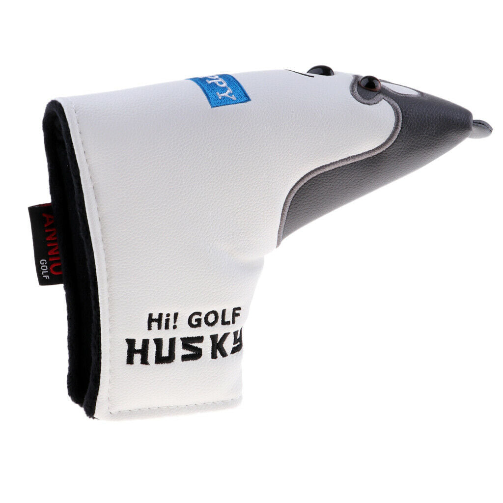 Golf Mallet Putter Head Cover Dog Pattern  Protector Closure L-Shape