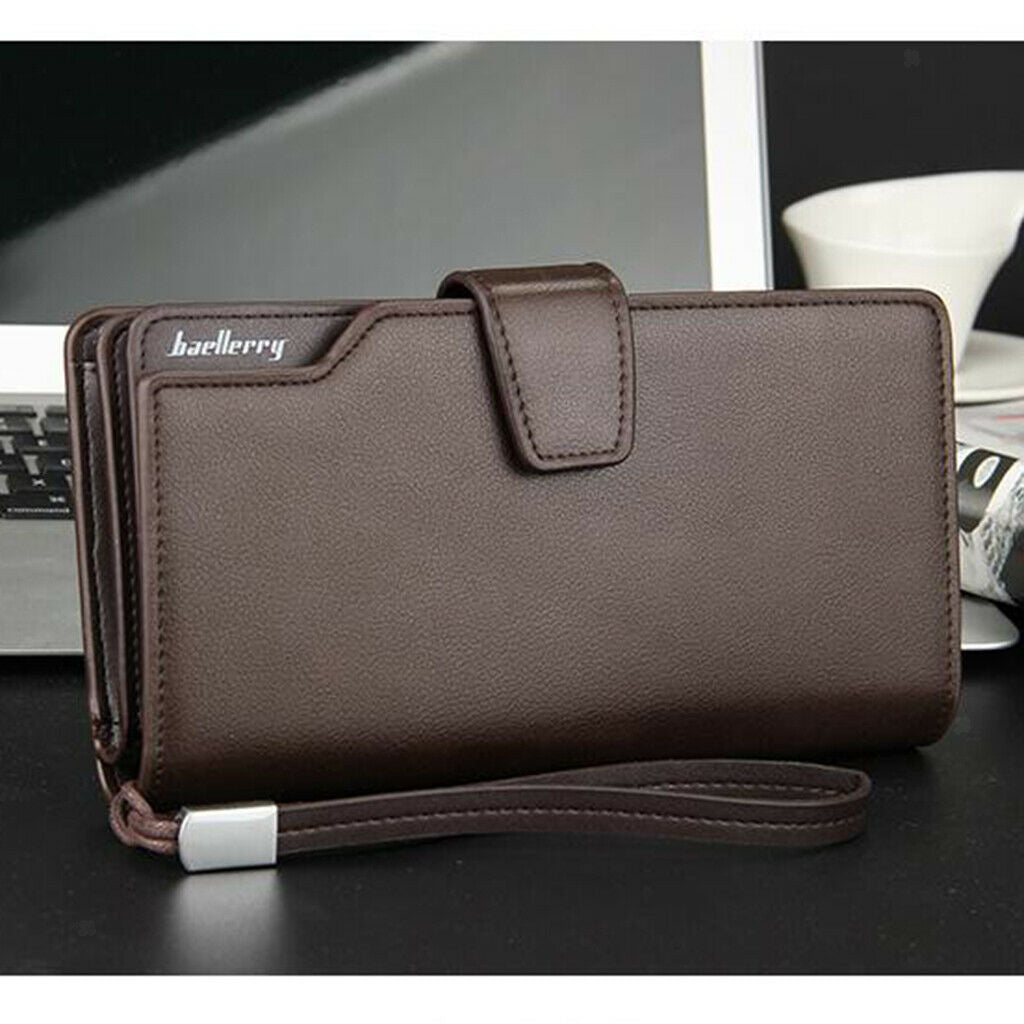 2Pcs Mens Luxury Wallet Fashion Zipper Purse Money Clip Phone Holder Case