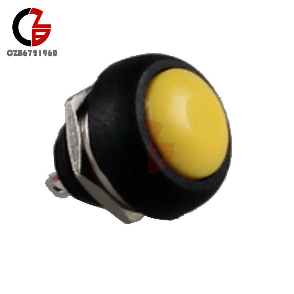5PCS Yellow 12mm Waterproof Momentary ON/OFF Push Button Mini Round Switch