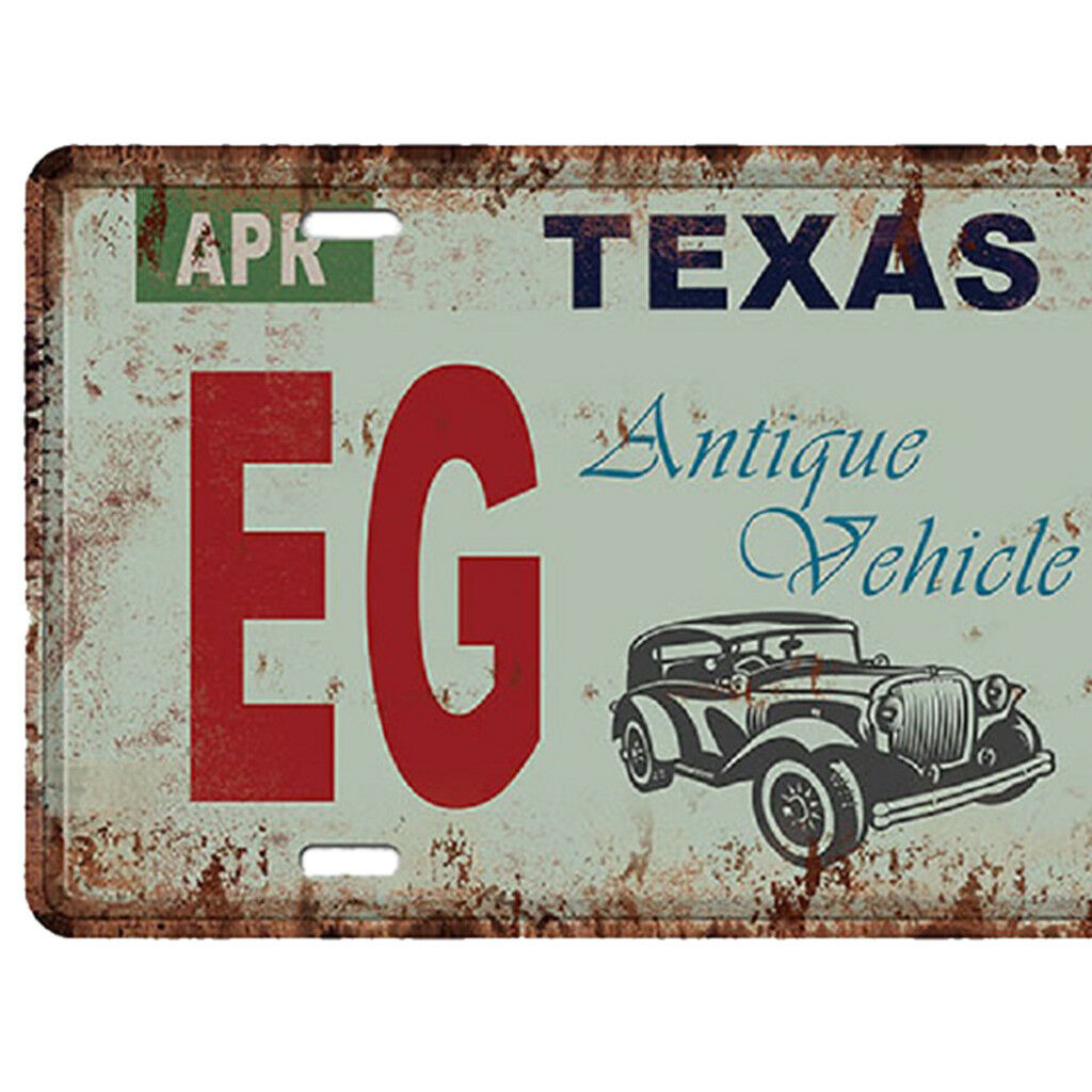 Texas Metal Tin Sheet Sign Retro Picture Wall Decor Plaque - Car Number