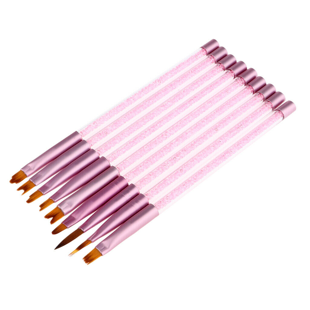 9x UV Gel Acrylic Nail Art Polish Builder Painting Drawing Brushes Pens Set