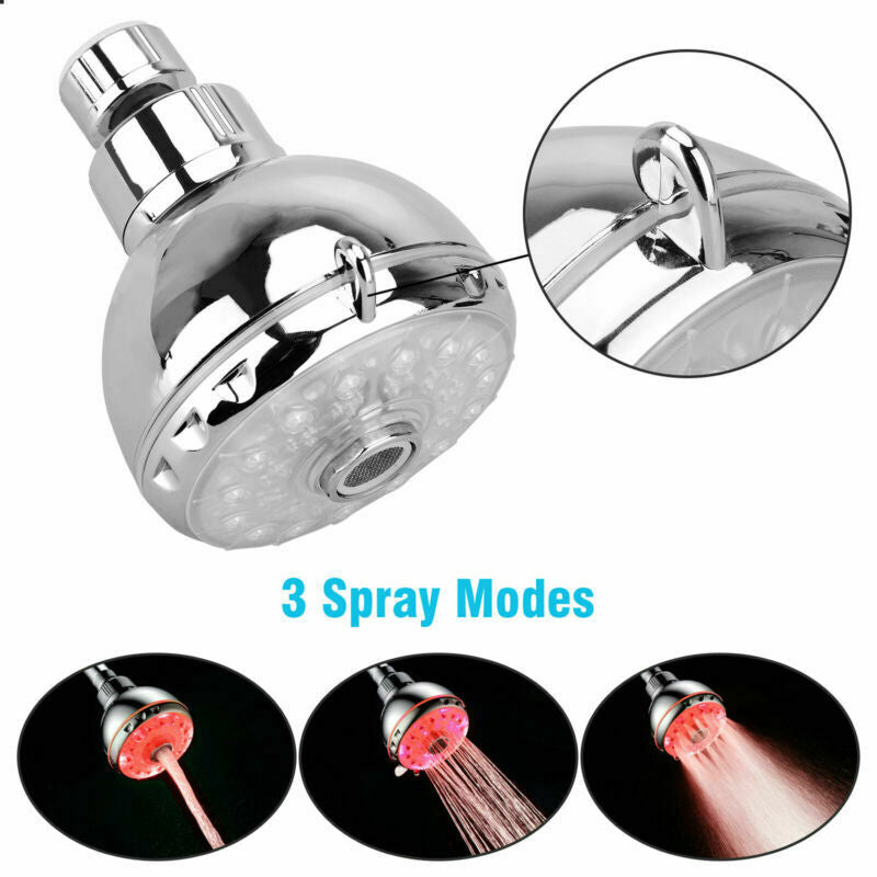 RGB Colorful Shower Head Home Bathroom 7 LED Colors Changing Water Glow Light US