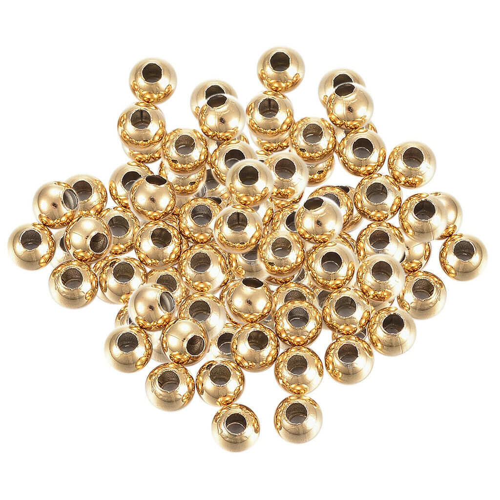 100x Round Spacer Beads, Stainless Steel, Jewelry Accessories, 4mm