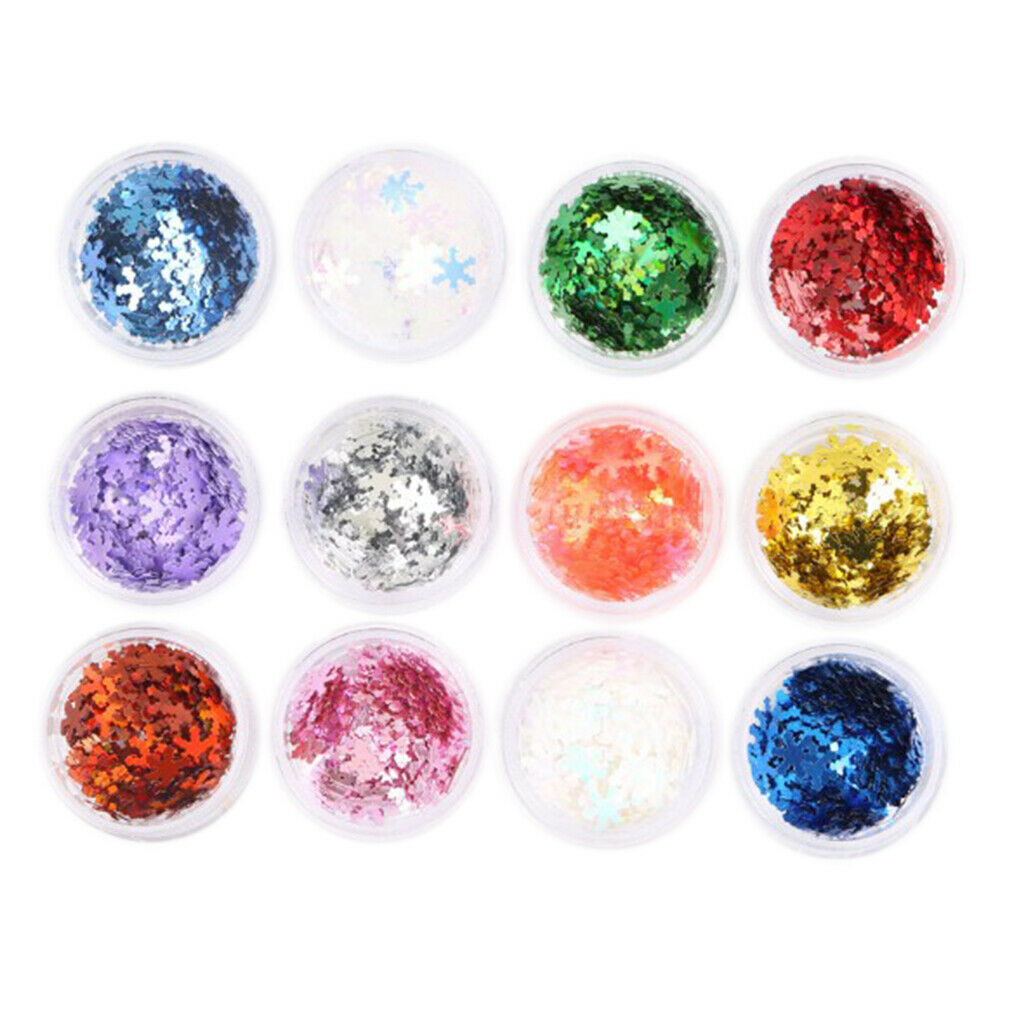 24 Pieces Snow&Star Nail Sequins Nail Art DIY Decoration for Salon Home