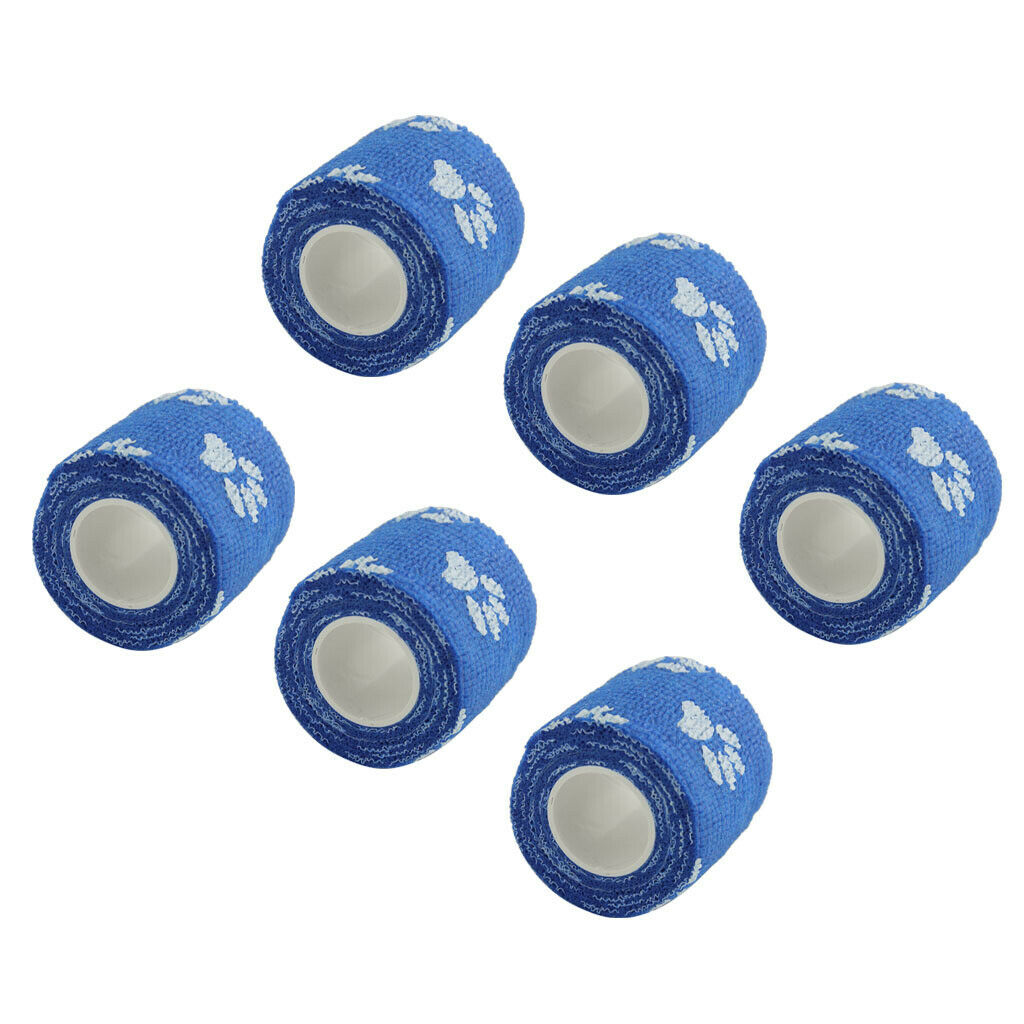 6 Pcs Cat Dog Pet Cohesive Bandage Gauze Tape  Care Wrap Claws Print
