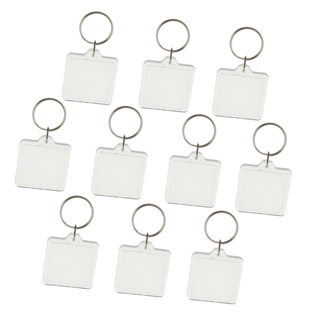 10 Pieces Lightweight Transparent Keychain Blank DIY Photo Frame Keyring