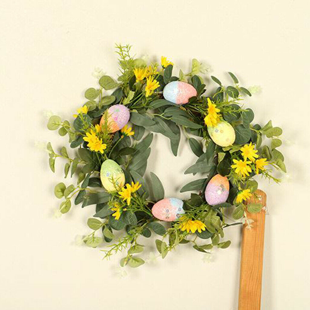 Faux Easter Egg Eucalyptus Wreath Door Hanging Home Garden Indoor Decor