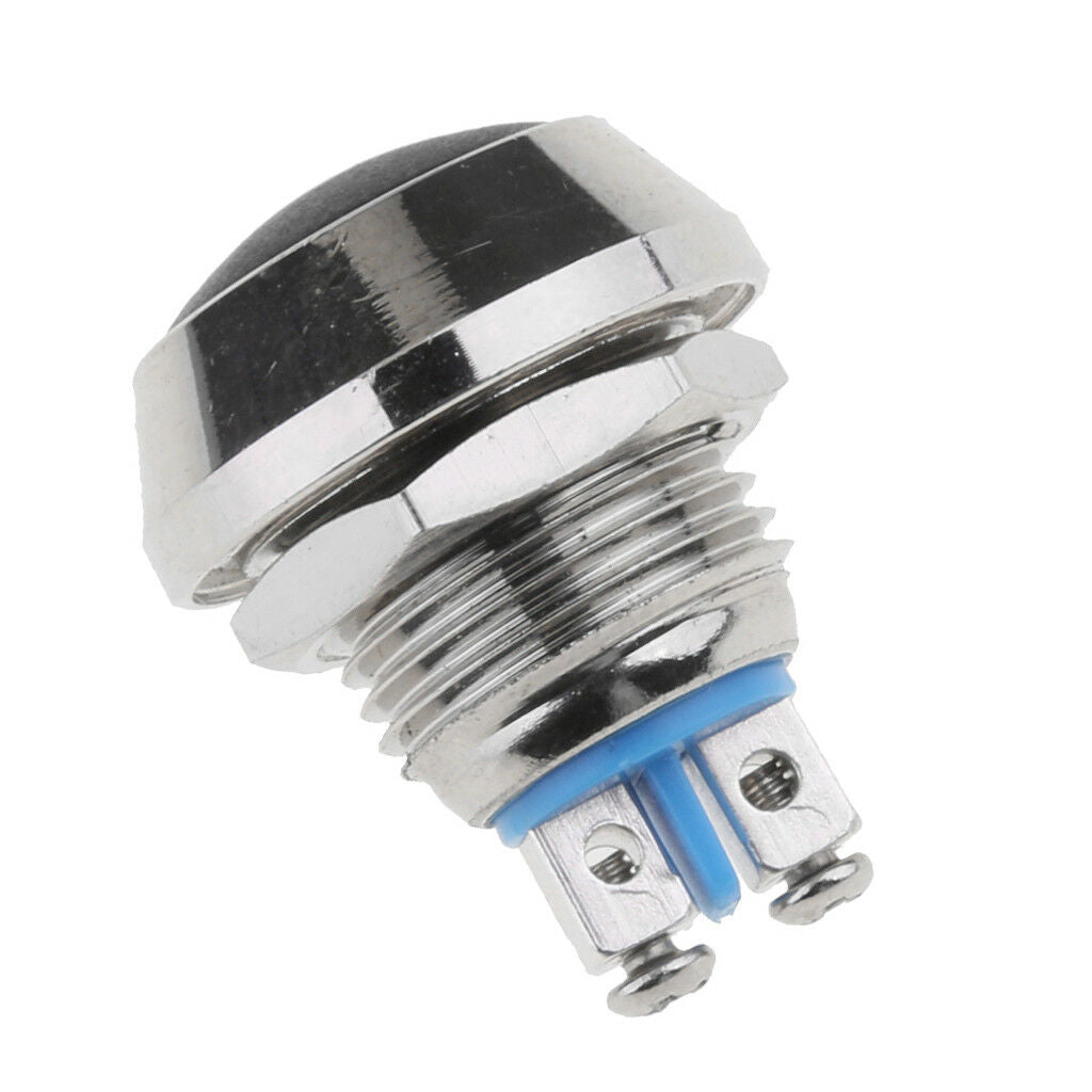12mm Metal Latching SPST Srcrew Terminal Push Button Auto Reset Switch Black