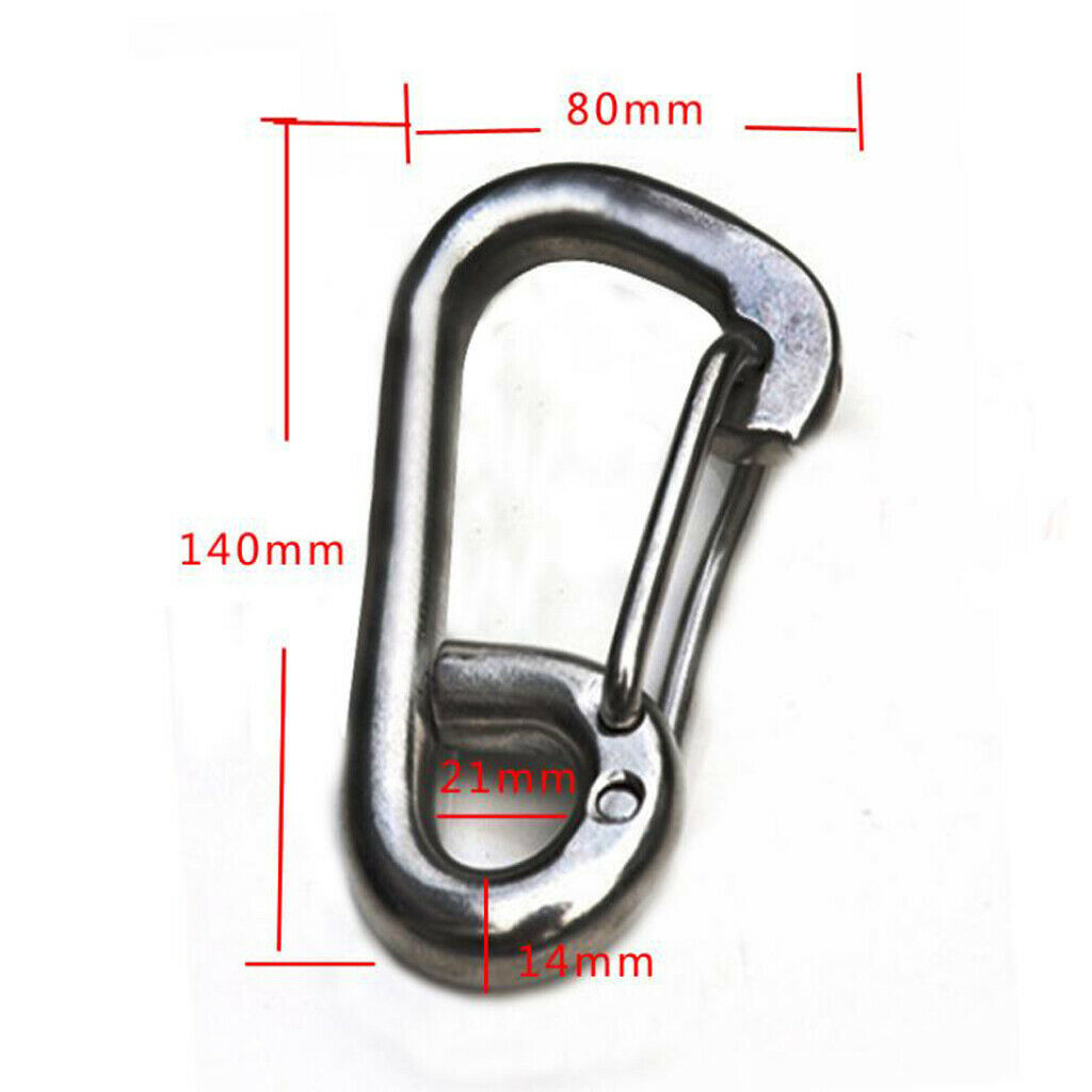 304 Stainless Steel Carabiner Spring Snap Hook Link Outdoor Buckle M14x140mm