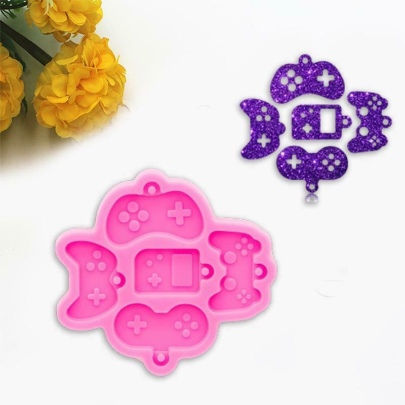Pink Shiny Gaming Keyboard Keychain Silicone Mold for Valentine Love Gift Craft