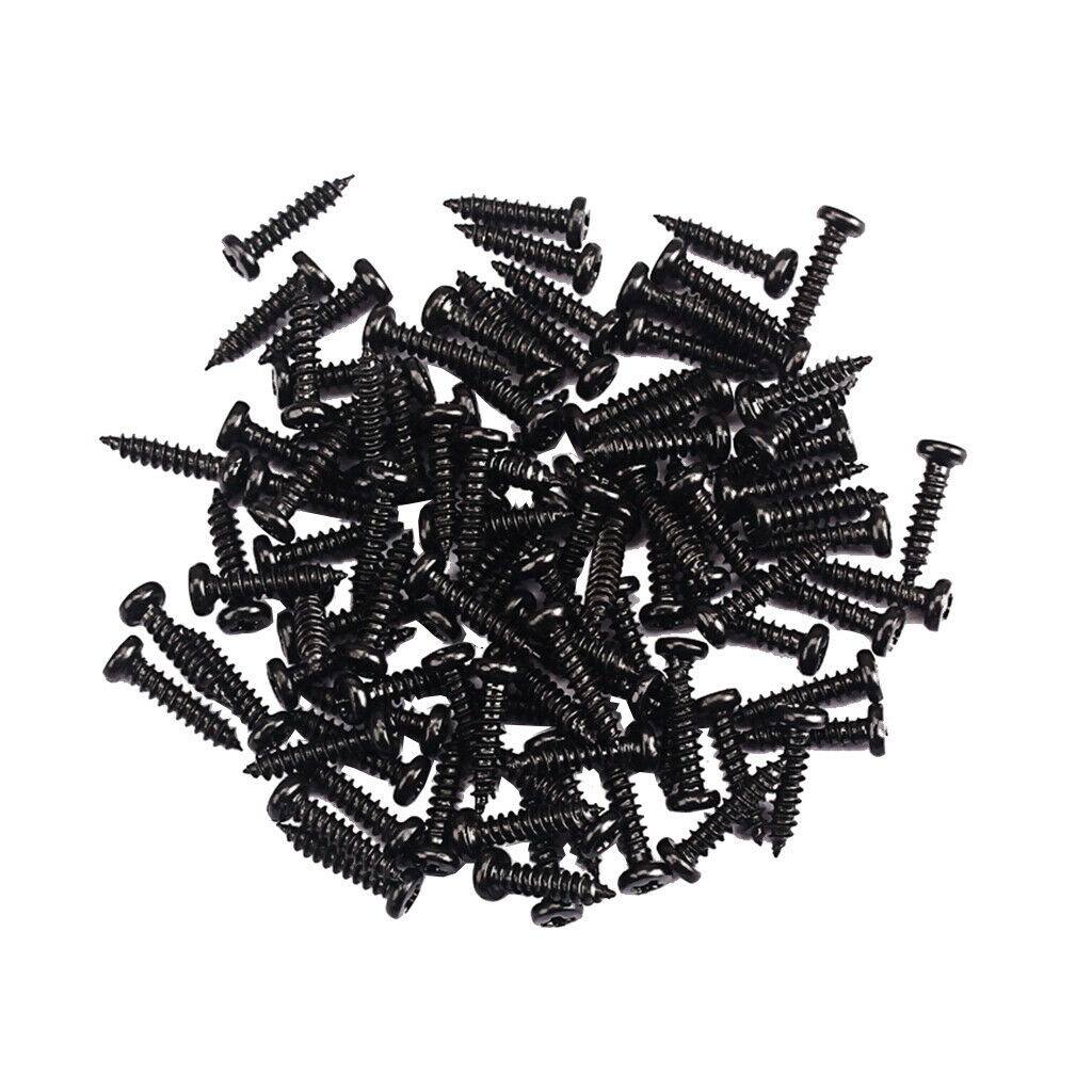 Pack of 200 Guitars Machine Heads Tuning Pegs Screws 11x2.2mm Nickel+Black