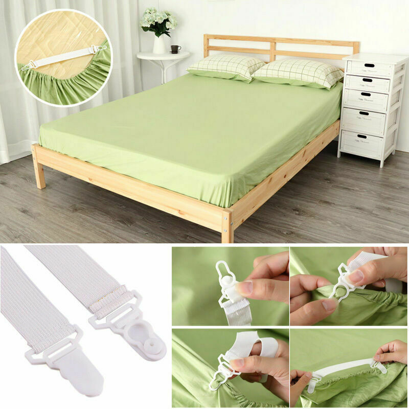4 Pcs Bed Sheet Grippers Fasteners Mattress Clips Elastic Suspenders Grippers