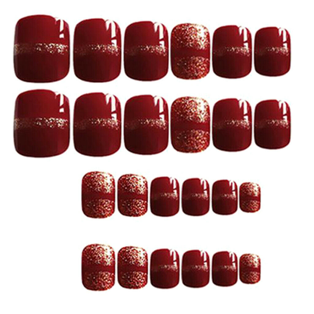 Lot 24 Natural Beauty Artificial Nails Art Tips Sets Full Cover Nails for Daily
