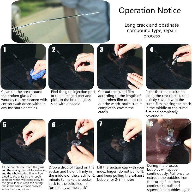 Glass Nano Repair Fluid Kit for Cracked Car Windshield Repair Glue Fix Glass