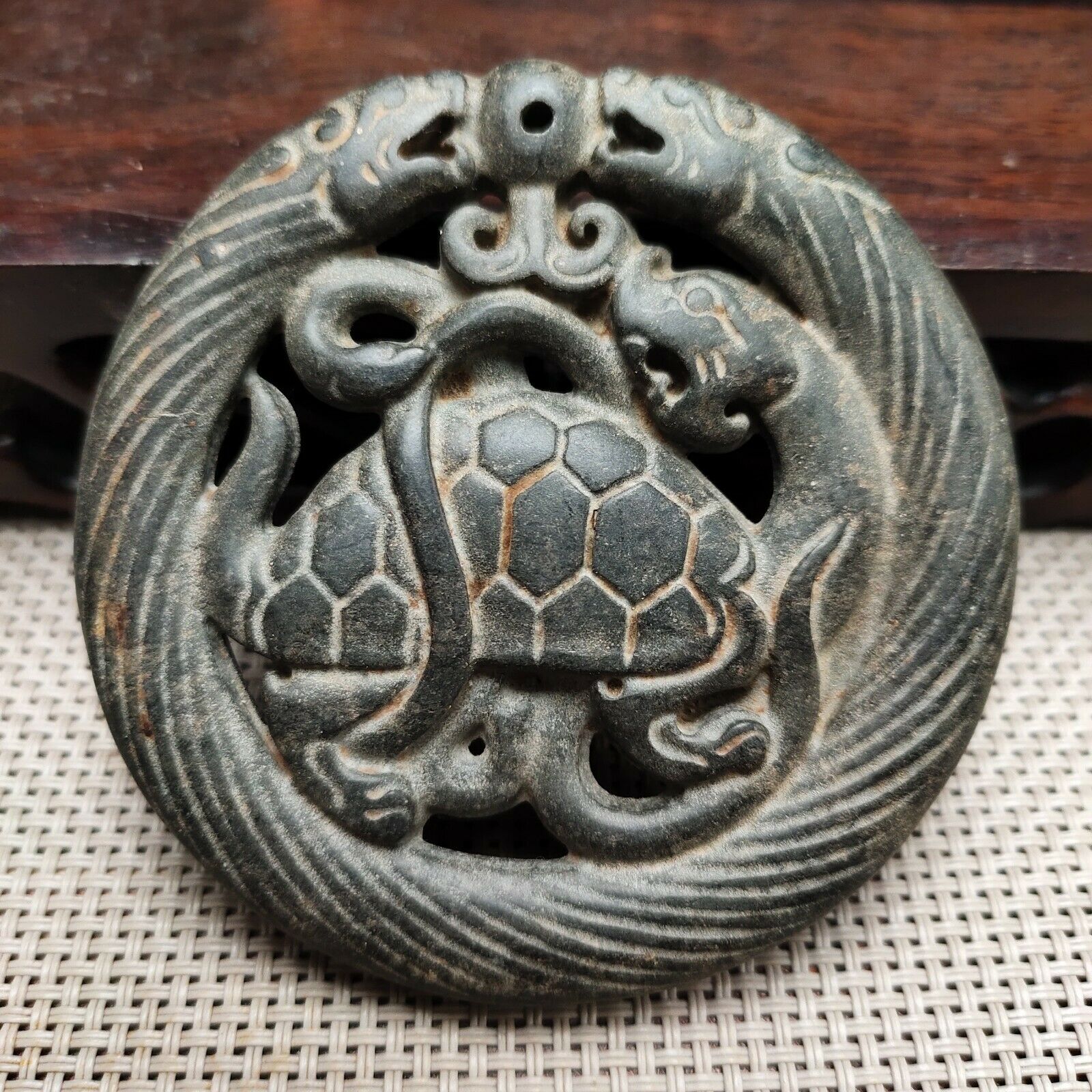Ancient Chinese hongshan culture,old jade carved,Ancient pendant statueH263