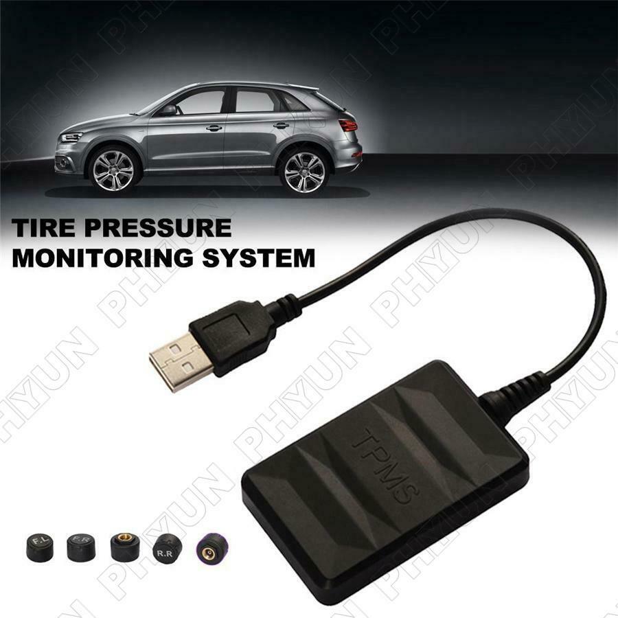 Car Radio TPMS Tire Pressure Monitoring System w/ 5 Sensors Real-time Display