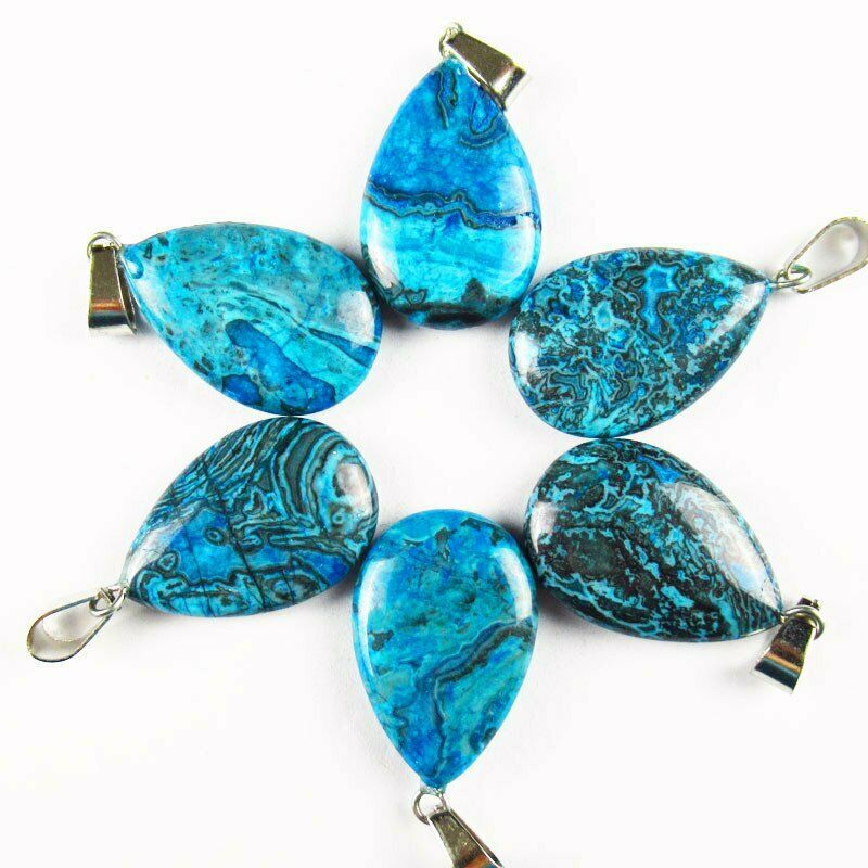 10pcs 27x16x6mm Natural Blue Crazy Lace Agate Teardrop 37g Pendant A-148SK