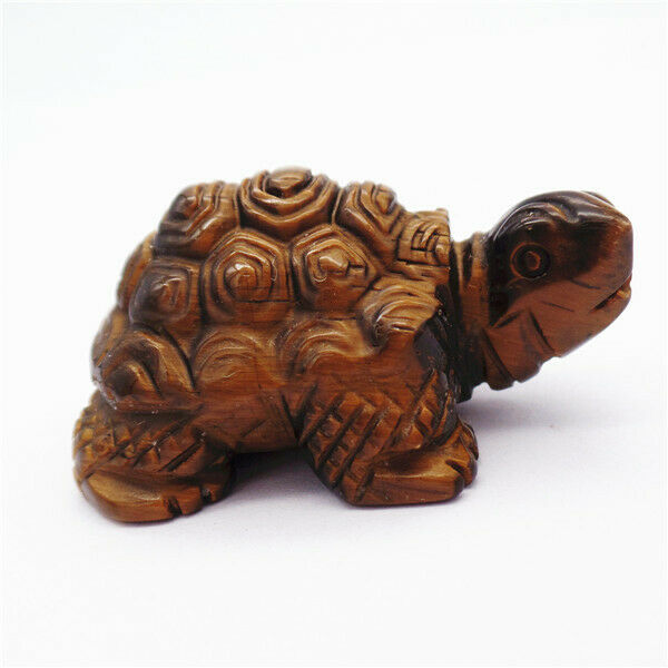 48x32x26mm Natural Tiger Eye Gem Carved Sea Turtle Decoration Statue HH7937